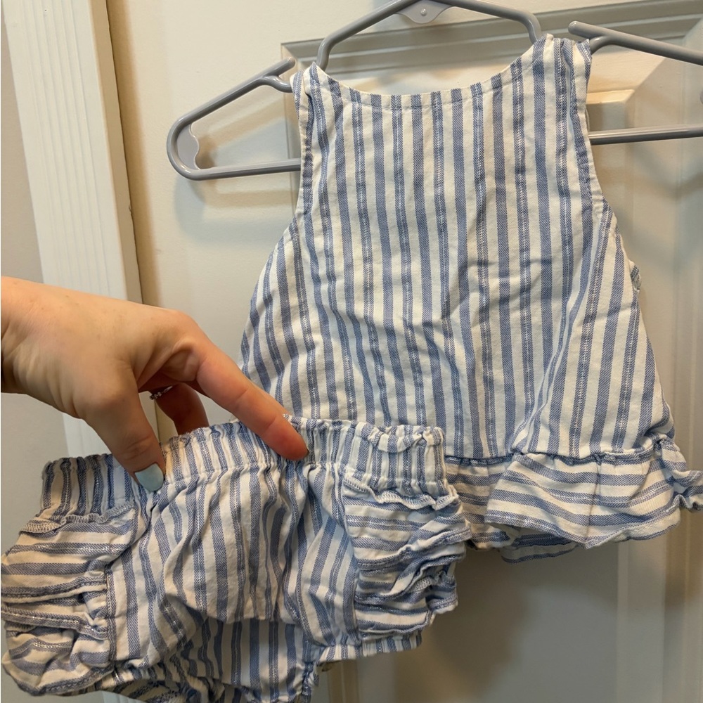 Cat & Jack Blue and White Striped Girls Matching Set